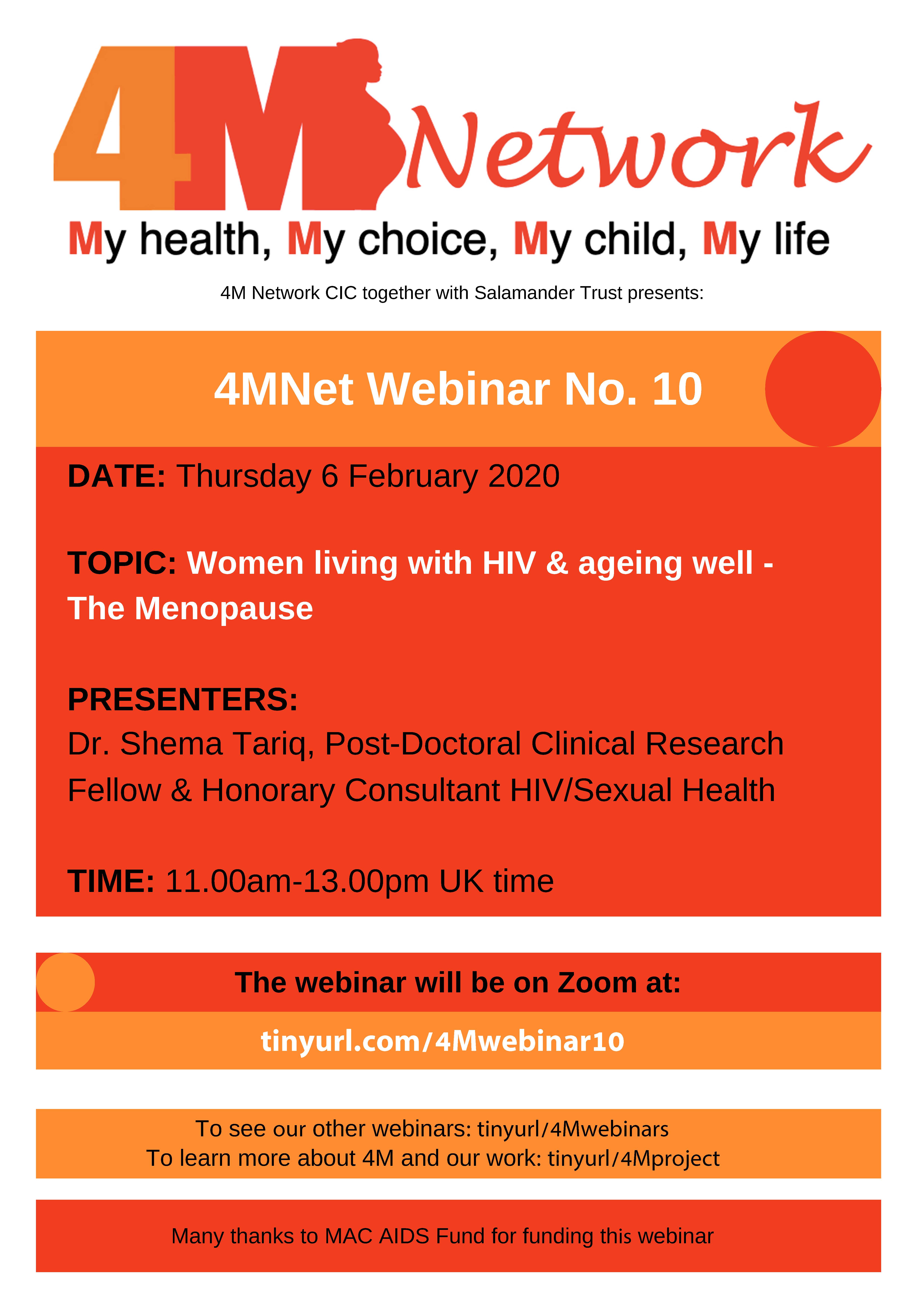 4M Webinar no. 10 – Women, HIV and the Menopause